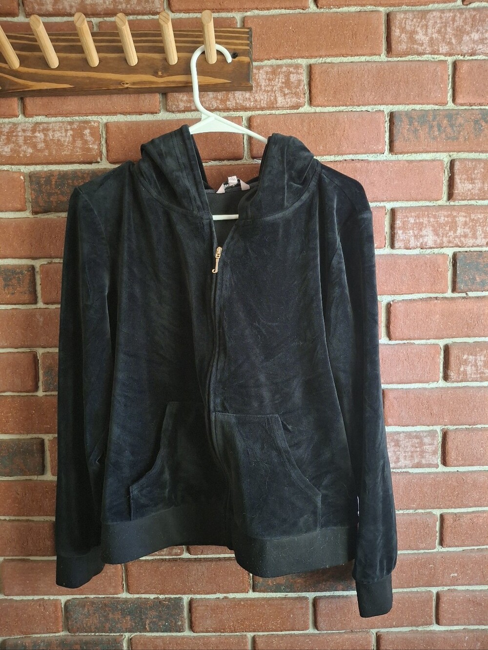 Juicy Couture black velour zip up hoodie